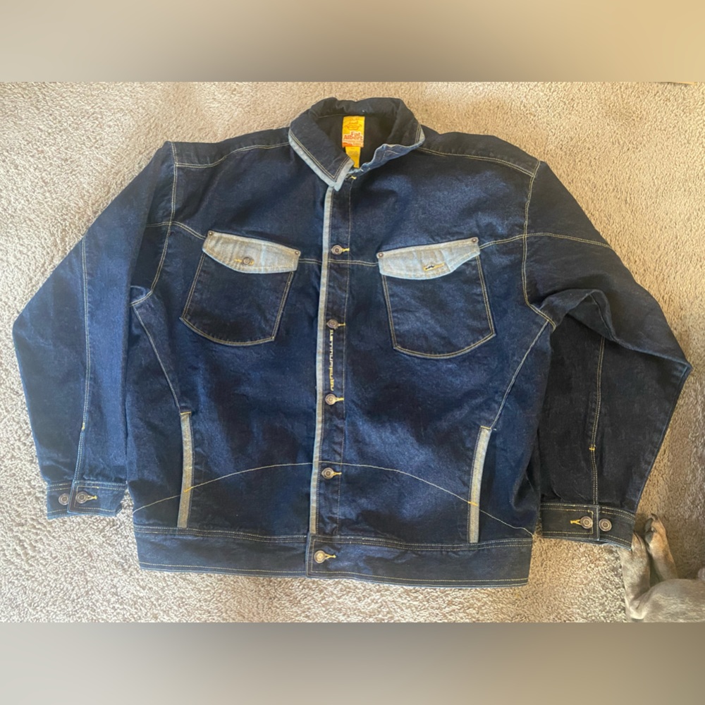 Retro Vintage Platinum FUBU “Fat Albert” denim jacket size 2XL.